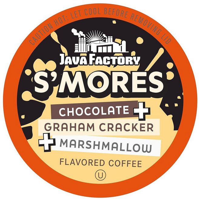 Java Factory 커피 포드 초콜릿 그레이엄 크래커 및 마시멜로 맛 커피 큐리그 K-컵 브루어용 스모어 40개