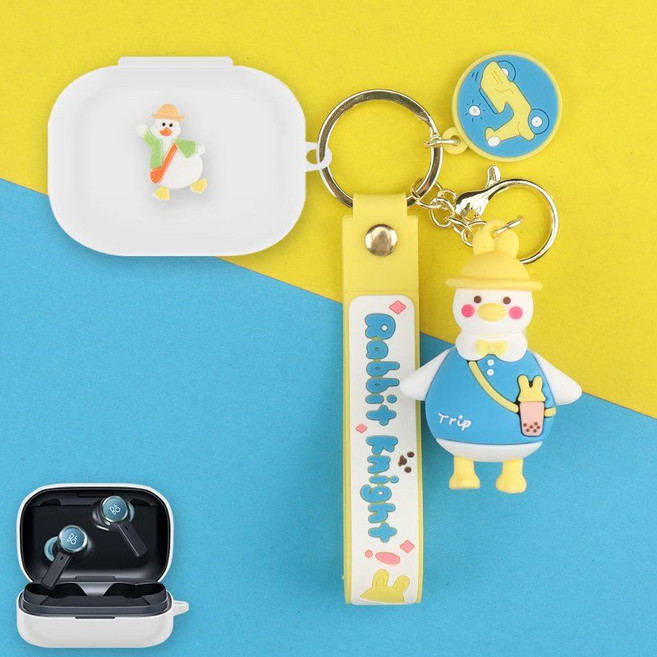 뱅앤올룹슨 베오플레이 EX 케이스 케릭터 키링 스트랩 커버, BEOPLAY EX, 흰색 오리+오리, 1개