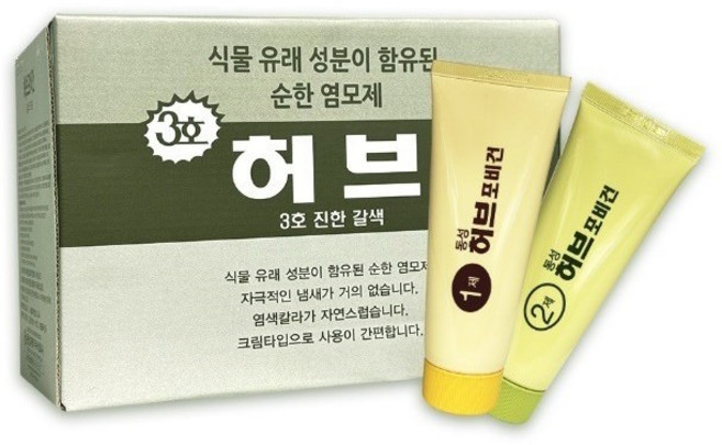 ppd없는 동성제약 허브포비건 염색약 저자극 70gX6세트, 3호) 진한 갈색, 1개