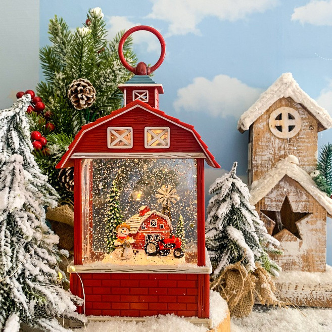 아트타임 크리스마스 레드하우스 (눈사람) 오르골 워터볼 스노우볼 크리스마스선물 인테리어 장식 소품 벽돌하우스, 크리스마스 레드하우스(눈사람) 워터볼 오르골