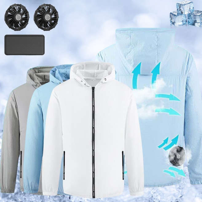 선풍기 옷 자외선 차단 쿨링 작업복 KC인증 선풍기조끼 냉방 에어컨 옷 근무복 남녀공용 낚시 등산 실외 냉각옷 +보조배터리