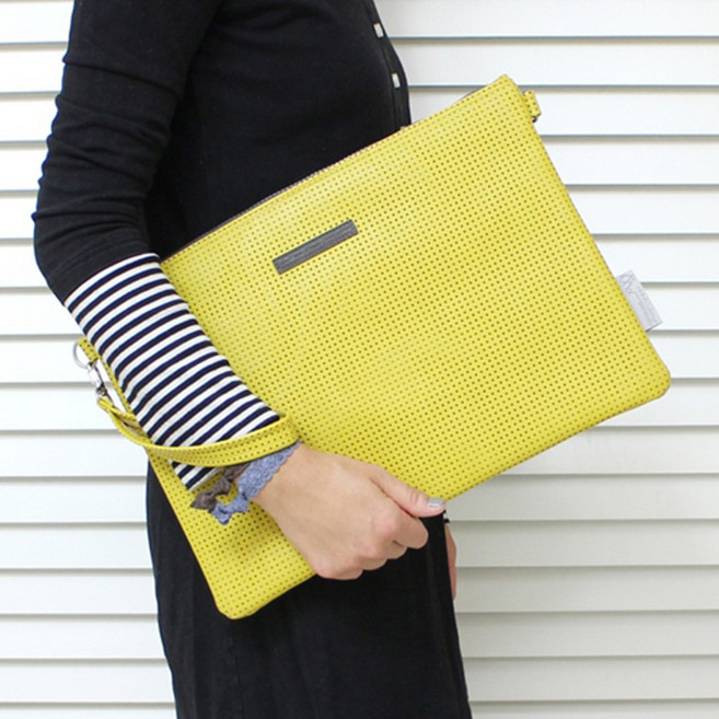 클래식 스마트 빅 파우치 서류 가방 15인치 노트북 태블릿 패드 가방 파우치 펀칭 클러치 백 보조가방