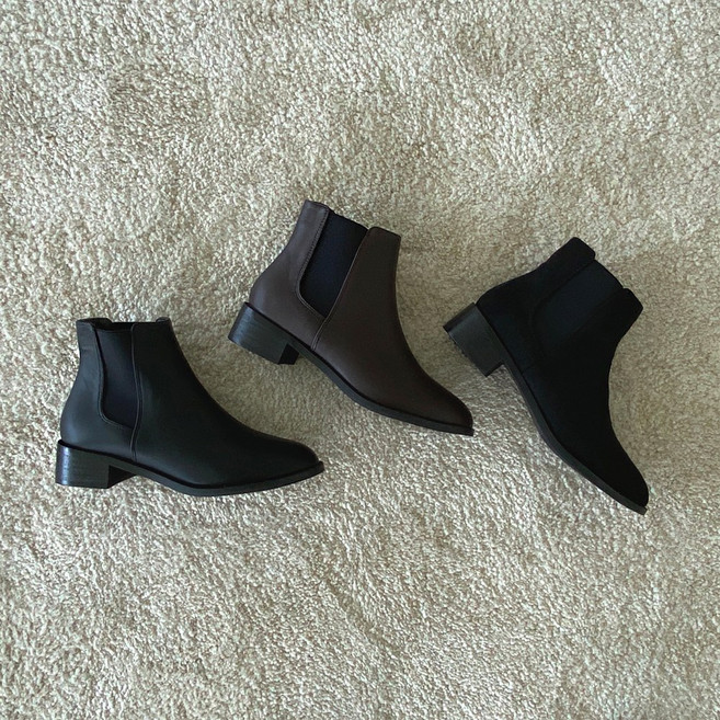 플라틴베이지 발목 얇아 보이는 첼시부츠 여성 앵클부츠 (쓰미굽 발편란 슬림핏 데일리)