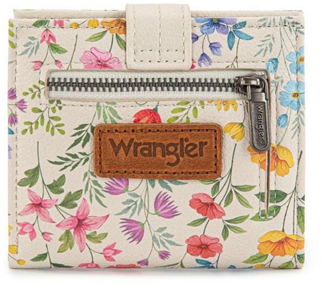 X Wrangler 여성용 작고 얇은 지갑 미니멀리스트 바이폴드 카드 케이스 및 지퍼 동전 포켓이 있는 머니 오거나이저 블루밍 저니 스몰 캐주얼