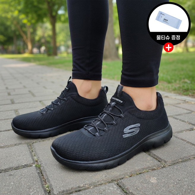 [국내매장정품] 스케쳐스 여성 운동화 산책 런닝 워킹 여행 메모리폼 경량 슬립인스 신발 + 포켓물티슈 증정 SKFC-BK01