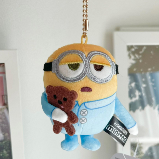 오후꽃 Minions 미니언즈 밥 키링 팀 베어 인형 가방고리 열쇠고리 밥의 애착인형