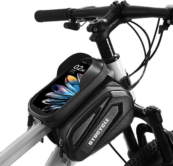 슈퍼인 하드 케이스 자전거 방수 핸드폰 터치스크린 거치대 가방, 1개, 블랙