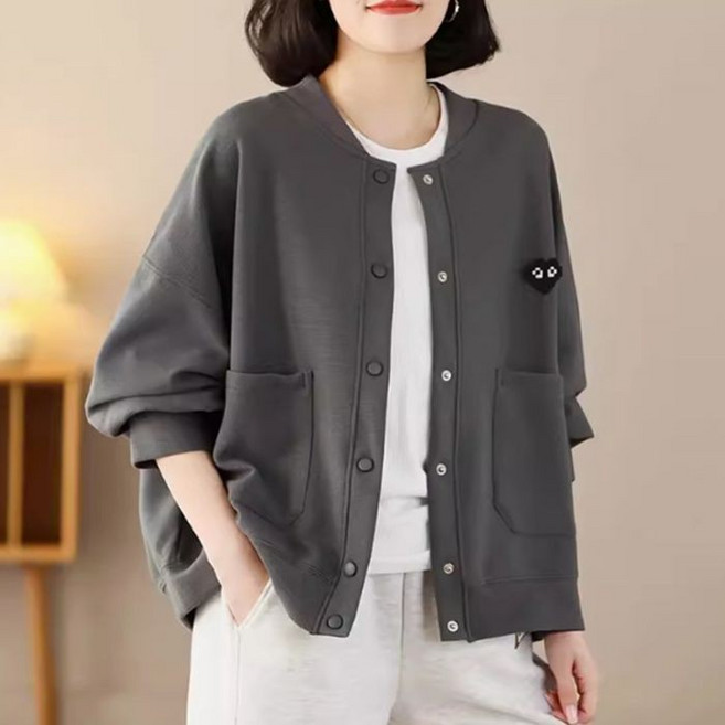 RORO 女士短外套 寬松休閑棒球服夾克