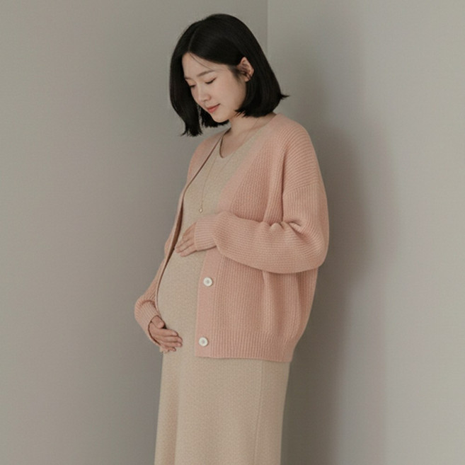 [당일출고] 수엠W 임산부 세미크롭 가디건 간절기 외출복 레이어드 P05 포그니하찌Y