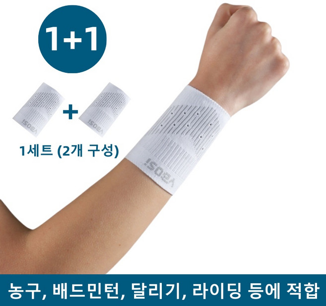 니트 통기 손목 보호대 1+1 - 총2개, 화이트, 1세트