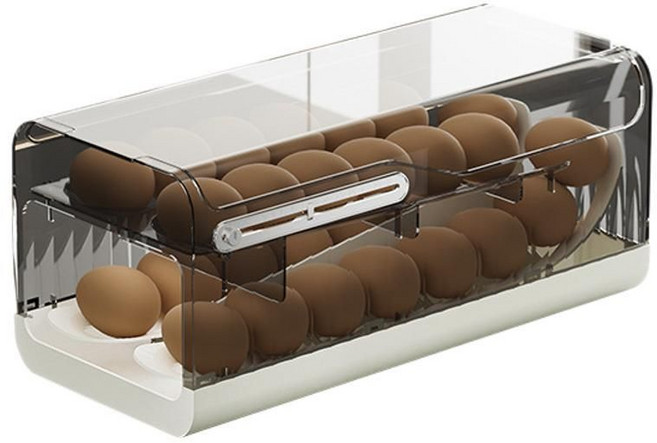 도다인몰 눌러서 꺼내는 계란 보관함 냉장고 트레이, 화이트+다크패널, 1개