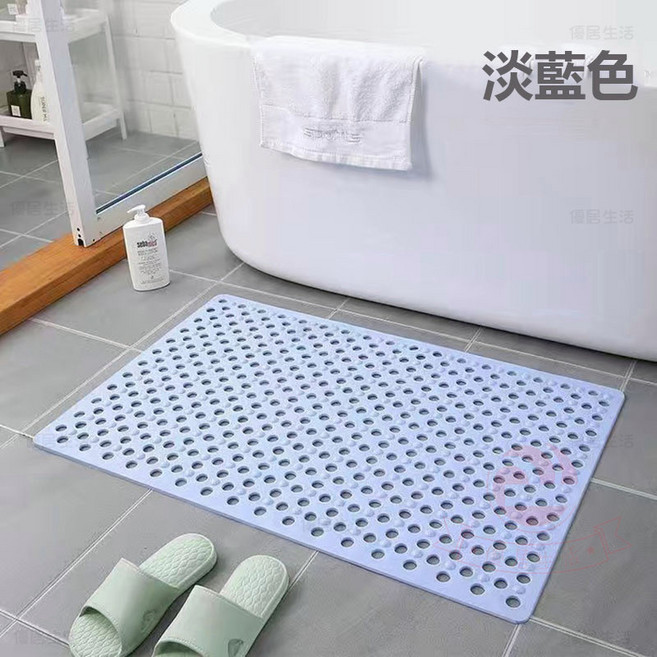 沐浴間止滑墊 漏水防滑地墊 浴室防滑墊, 淡藍色,48*79cm, 1個