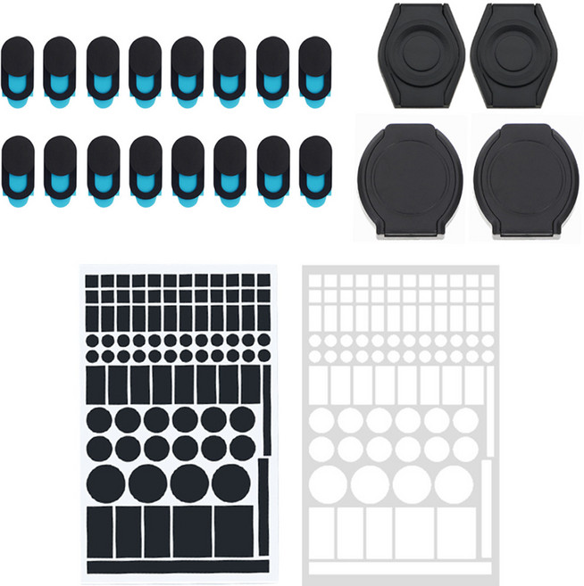 투데이리빙 풀세트 웹캠 카메라 커버 차광 스티커 노트북 pc 보안 가리개 컴퓨터 휴대폰 보안용 스티커 해킹 방지 pc캠 컴퓨터용 캠카메라 핸드폰 렌즈 가리기, R89187B(블랙+화이트, 1세트, R89187B