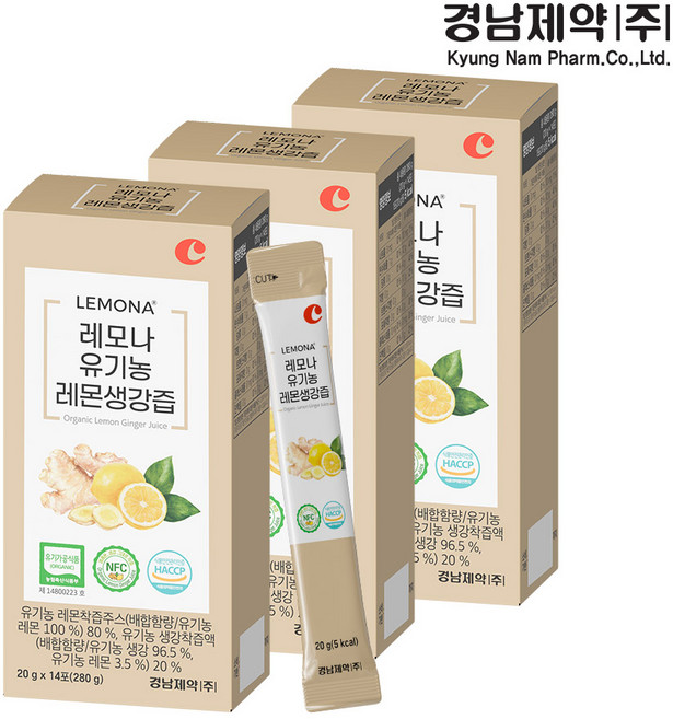 경남제약 레모나 유기농 레몬생강즙, 20g, 42개