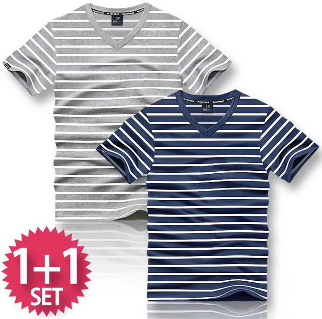 블루포스 델르벨 브이넥 반팔티 1+1 세트 [2장 묶음] 티셔츠 [국내생산]