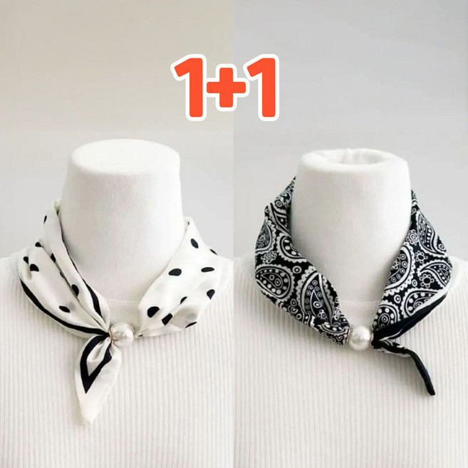 1+1 자석으로 간편하게 원터치 진주 자석 스카프 예쁜스카프 진주목걸이 바이나우