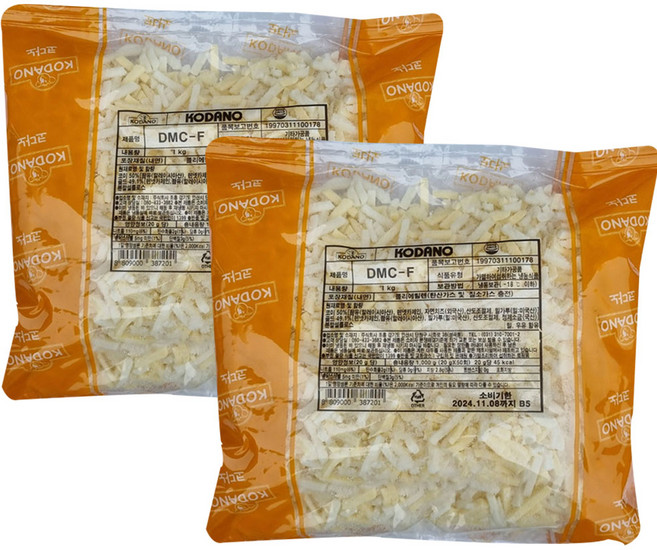 조흥 코다노 모짜렐라 치즈 EF, 2개, 1kg