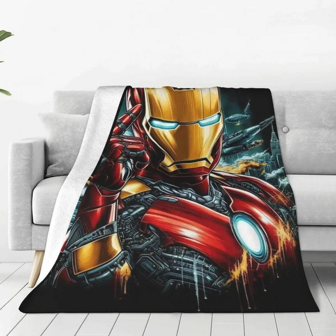 아이언 맨 영화 담요 양털 가을 플란넬 소파 자동차 침구 이불, C. 100x125cm, 19. 19, 1개