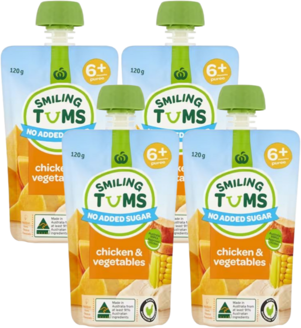 호주 스마일링텀스 퓨레 이유식 6개월부터, 4개, 120g, 혼합맛(치킨/베지터블)