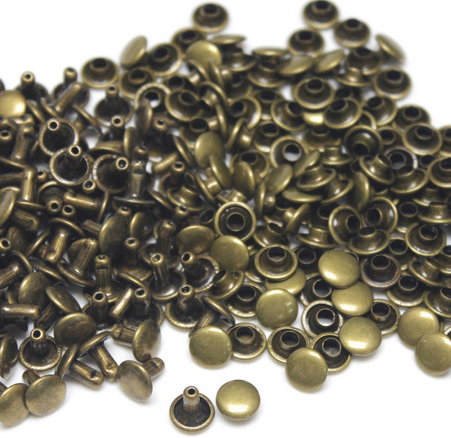 100sets 6mm 8mm 금속 더블 캡 리벳 스터드 가죽 공예 가방 벨트 의류 모자 신발 애완 동물 고리 장식 라운드, [00] 8 x 6mm