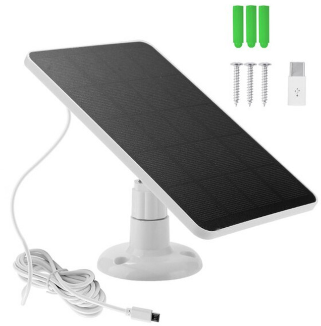 보안 카메라 및 가정용 조명 시스템용 태양 전지 패널 야외 충전기 마이크로 USB C 타입 2 인 1 10W 5V, Micro USB and Type C_2, 06 Micro USB and Type C