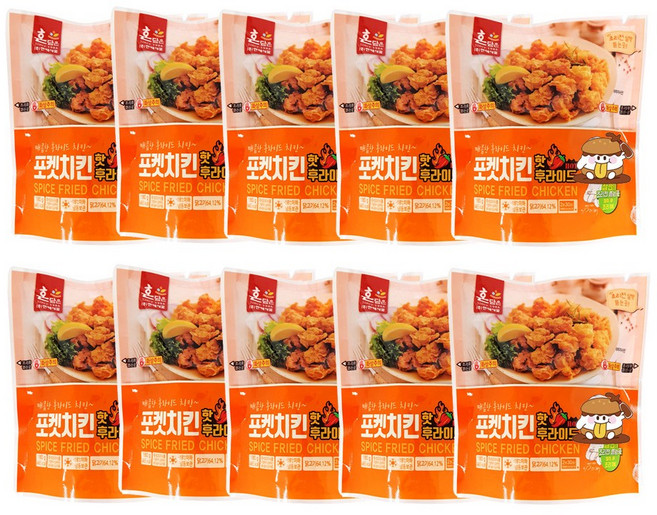 한맥 핫후라이드 포켓치킨 180g 10개 편의점 에어프라이어 냉동순살치킨, 1.8kg, 1세트