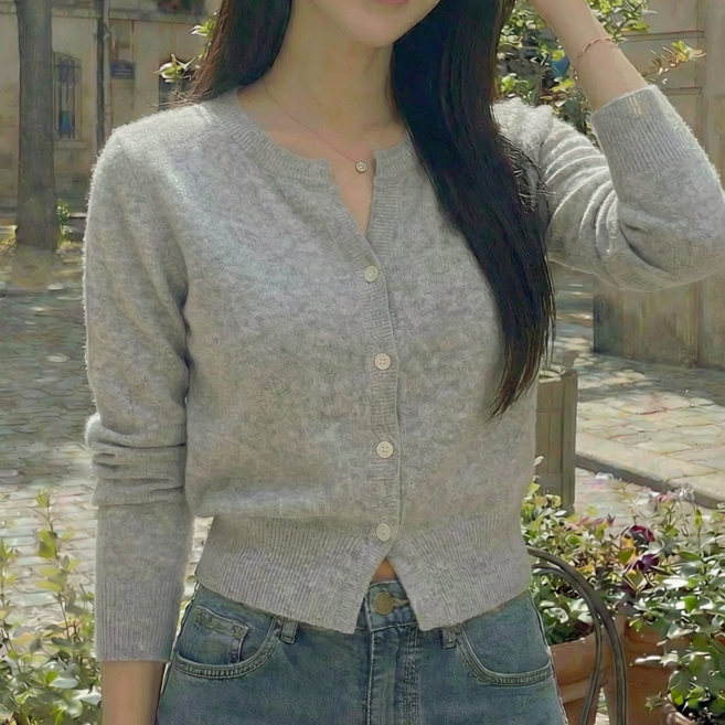 HAAGSHOP 여성 캐시미어 브이넥 가디건 여리핏 데일리 니트 봄 가을 출근룩