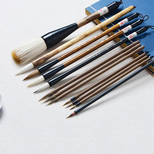 문항명필 캘리 서예 수묵화 붓 세트 17종, 대중소, 12개