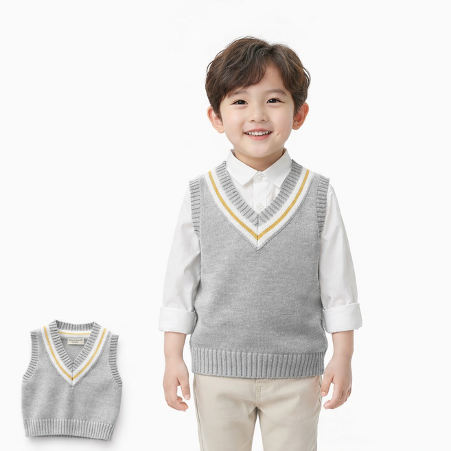 유아 아동 조끼 유아동 주니어 남아 여아 실내 니트조끼 정장 뉴트로브이넥베스트