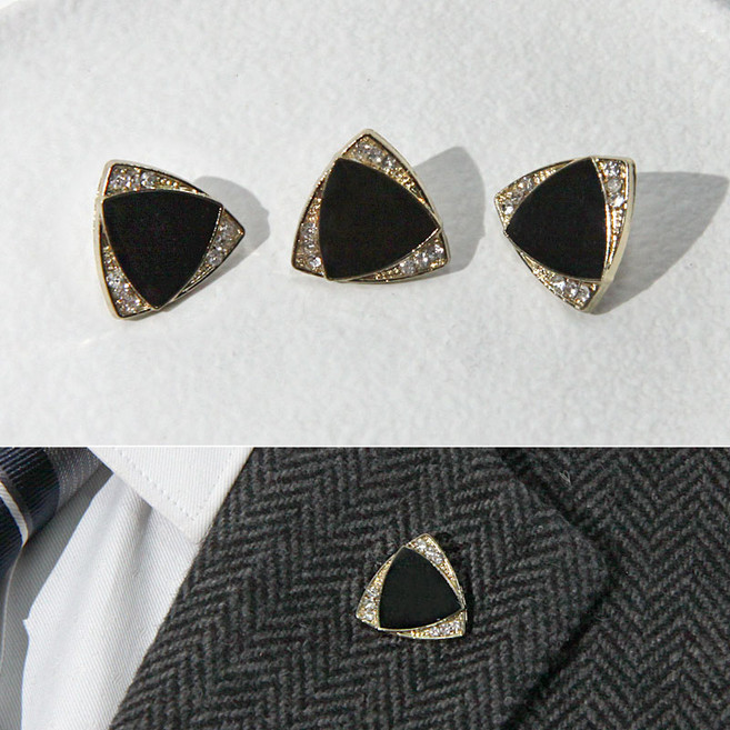 [아재리노] 큐빅삼각 배지 브로치 정장 뱃지