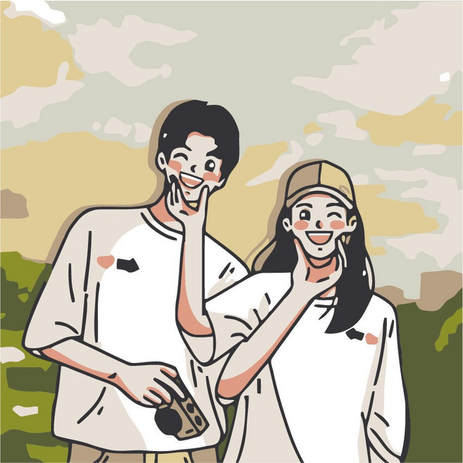 유화그리기세트 diy유화세트 2020 20x20cm 커플그림, 1세트, 나도