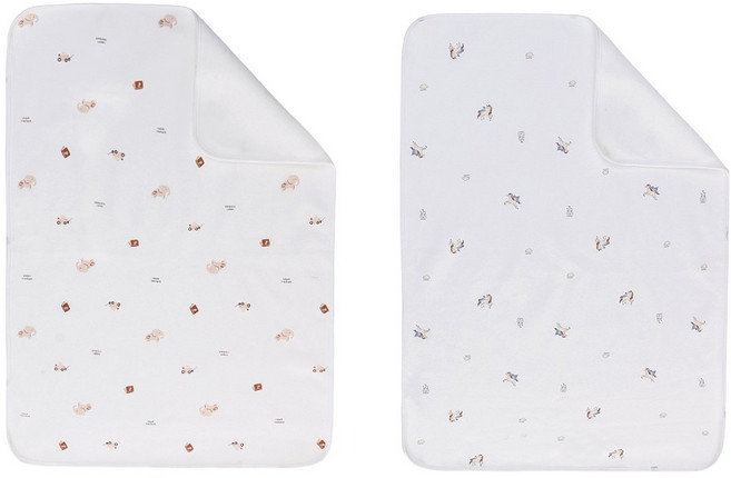 미라클 베이비 유아 방수패드 기저귀매트 2개입, 말+코끼리, 1세트