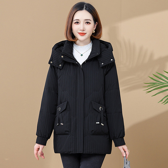 MOSAIRATION 중년 여성 오리털 패딩 겨울 빅사이즈 도톰한 패딩 점퍼 캐주얼 여성 롱코트 방한 경량 미디엄 패딩