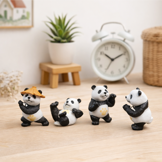 4개 미니어쳐 팬더 디자인 장식품 데스크 콘솔 책상 인테리어 소품