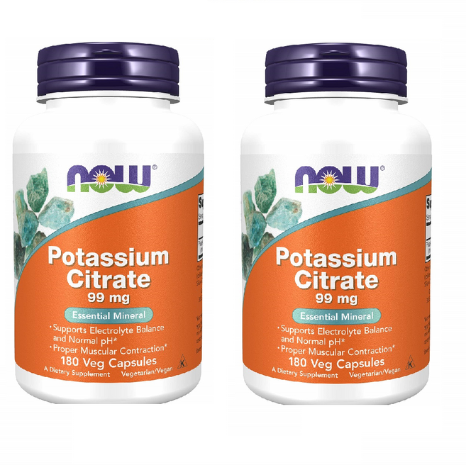 NOW Potassium Citrate 99 mg 나우 푸드 구연산 칼륨 180식물성캡슐 2팩, 180개