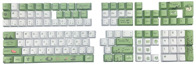 일본어 키캡 개구리 패턴 기계식 키보드 키캡 게임 애호가와 호환 가능, OEM