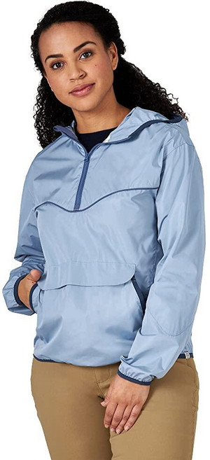 ATG by Wrangler 여성용 패커블 아노락 하프 지퍼 풀오버 재킷 블루. [호환]