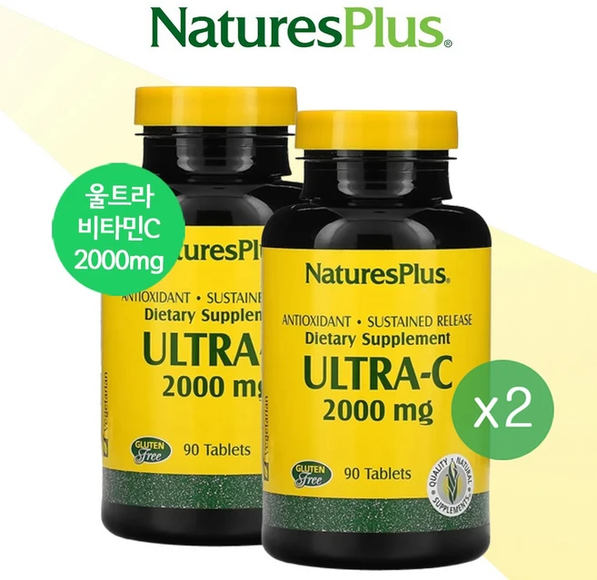 [1+1] 네이처스플러스 울트라C 비타민C 2000mg 90정 아스코르브산 로즈힙, 1개 - 쿠팡