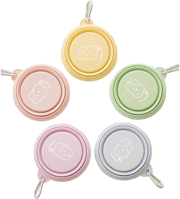 汪喵森林 寵物摺疊碗 附掛勾 適用貓咪與中大型犬, 350ml顏色隨機(可許願), 1個