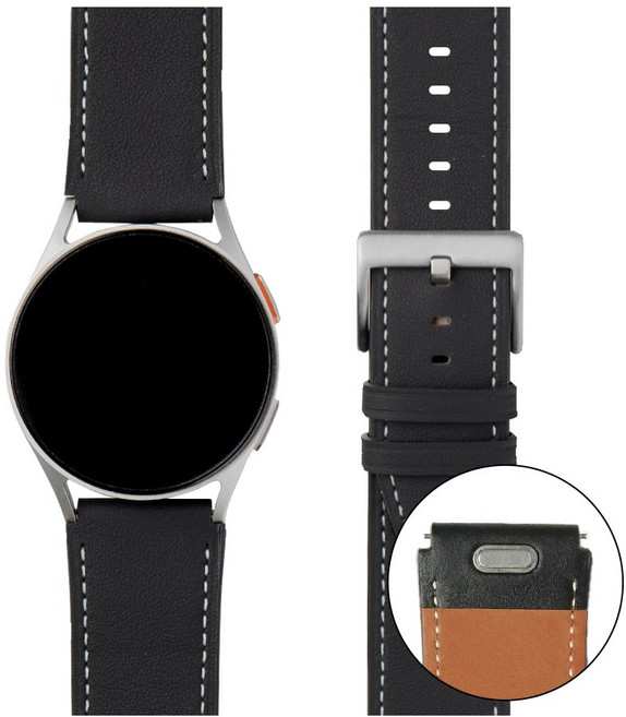 티엑스엘엑스 갤럭시워치 가죽 스트랩 밴드, 1개, 블랙 M