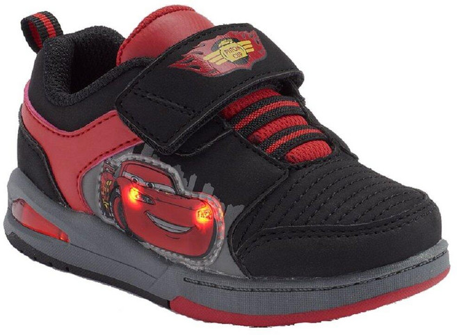 Disney 남아용 라이트닝 맥퀸 카 라이트업 스케이트 슈즈 블랙/그레이.