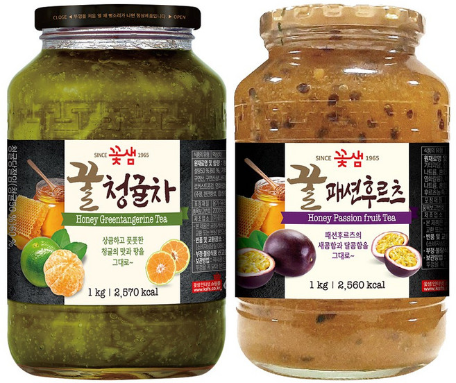 꽃샘 꿀청귤차 +꿀패션후르츠 (액상차), 1개, 2개입, 1kg
