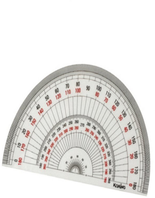 MNS 반달모양 18센치 목공각도기 대형분도기 반원자 각도측정기 초등수학교구
