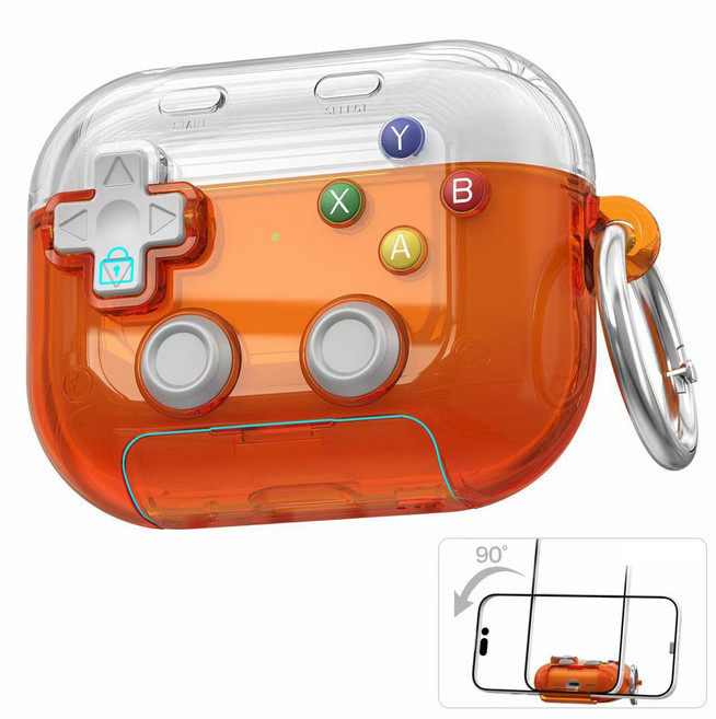 에어팟프로 에어팟 케이스 레트로 패드 잠금 분실방지 보호 커버 핸드폰 거치대, 1개, 코스믹 오렌지, AirPods Pro 3