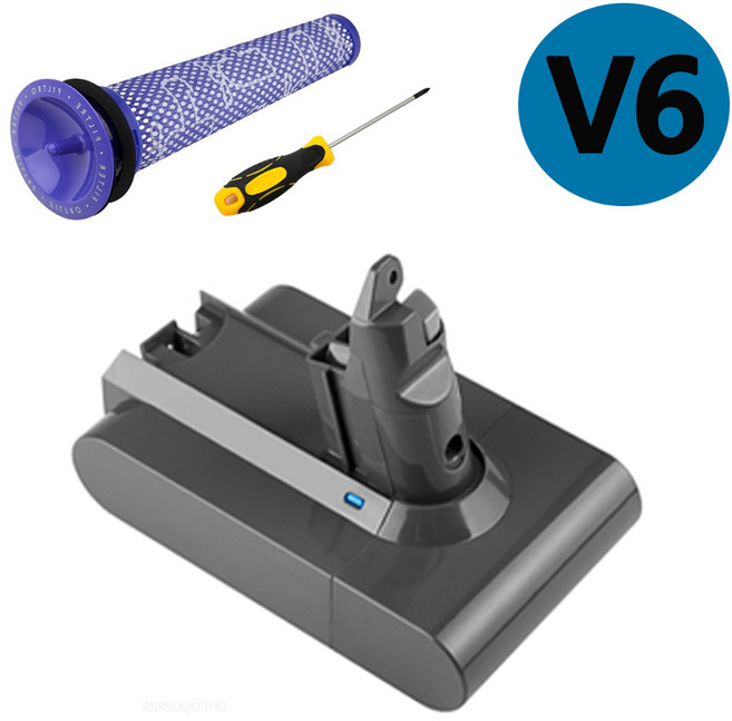 ASTO 호환 다이슨 청소기 배터리 V6 V8 교체형 배터리 (필터증정) KC인증 배터리, 1개, V6 3000mAh+필터