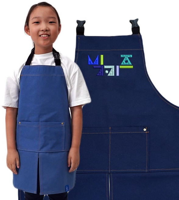 (무료 글자 자수) 스스로입는 버클 캔버스 아동 앞치마 / 공방 미술 어린이집 - 로고 제작