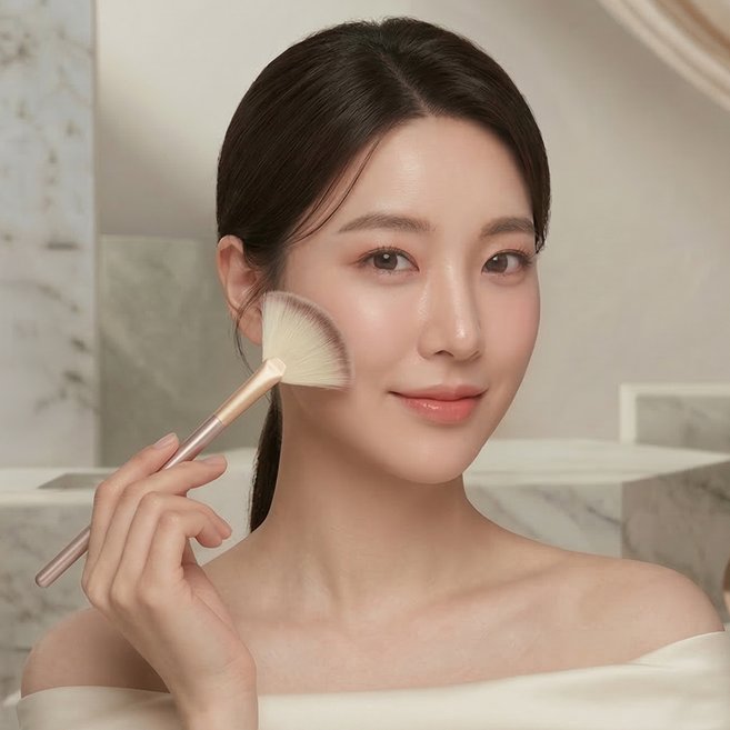 에클라 수채화발색 코끝 하이라이터 파우더 팬 브러쉬, 2개, 샴페인