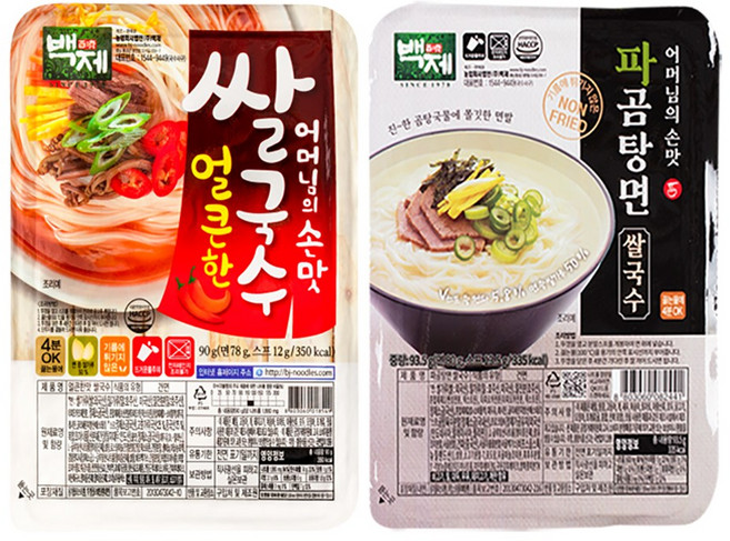 백제 쌀국수 얼큰한맛 + 파곰탕면_어머님의 손맛, 30개, 92g