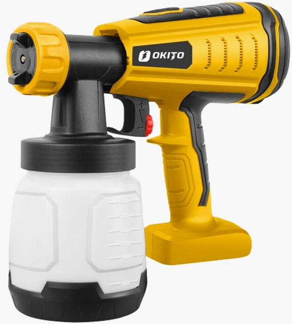 오키토 충전 스프레이건 KSG-77D 후끼 BL모터 20V 880ml 무선 디월트 배터리 호환, 1개