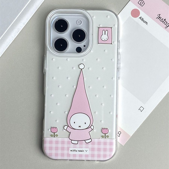 TYREUS 흰색원점 귀여운 미피 아이폰 13미니 케이스 호환